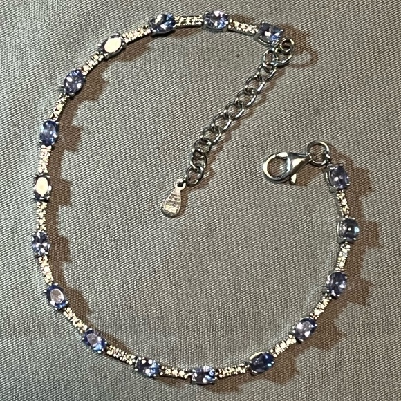 Sterling Silver Bracelet 7-8.5”Long, Oval Cut Tanz CZ
=3.02ct - Picture 10 of 11